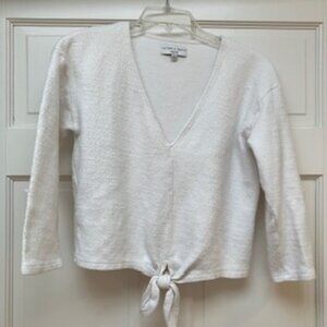 Madewell Texture & Thread v neck tie front top in White size S